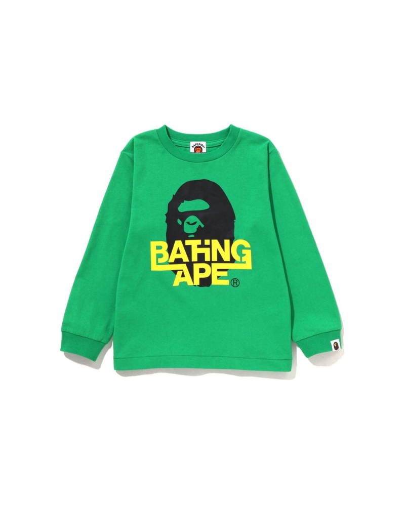 Hauts Bape Bathing Ape Ape Head L/S Menthe Enfant | DAE-52696354